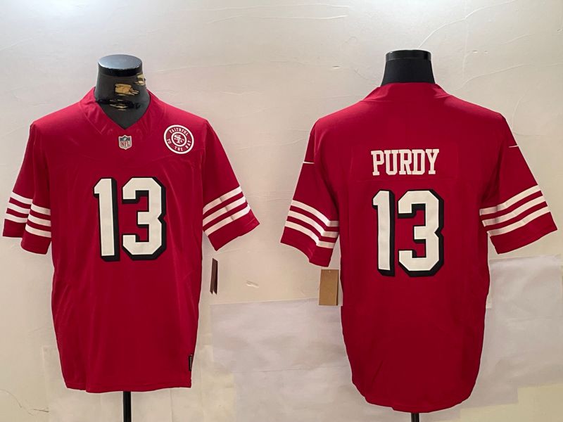 Men San Francisco 49ers 13 Purdy Red Three generations 2024 Nike Vapor Limited NFL Jersey style 6